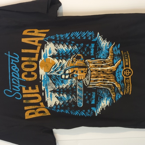 Troll Co Support Blue Collar Tshirt - Picture 5 of 5